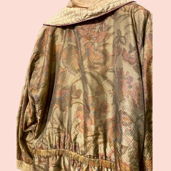 Vintage 80s Lavon Floral Zip Windbreaker Jacket w Cinched Waist - Picture 5 of 5